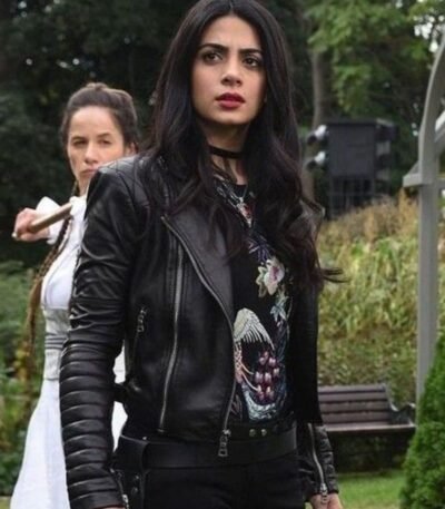 Shadowhunters Emeraude Toubia Black Biker Leather Jacket