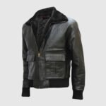 Shaun Black Bomber Sheepskin Real Leather Jacket