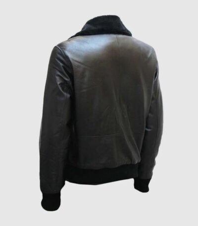 Shaun Black Bomber Sheepskin Real Leather Jacket