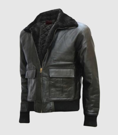Shaun Black Bomber Sheepskin Real Leather Jacket