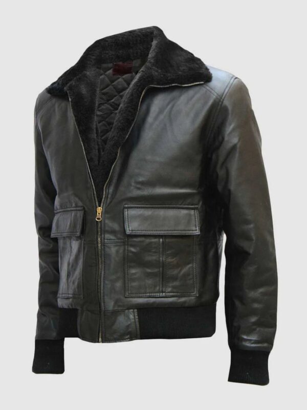 Shaun Black Bomber Sheepskin Real Leather Jacket