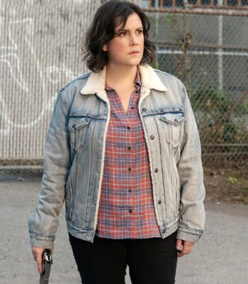 Shauna Yellowjackets Blue Denim with Shearling Collar Jacket