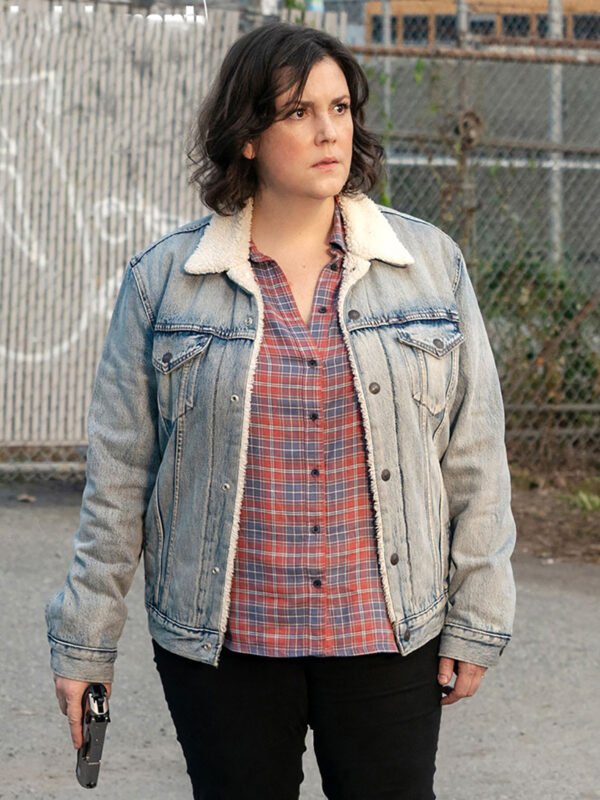 Shauna Yellowjackets Blue Denim with Shearling Collar Jacket