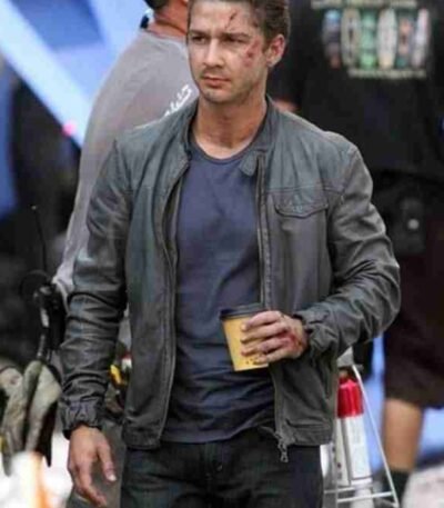 Shia Labeouf Transformers 3 Grey Leather Jacket