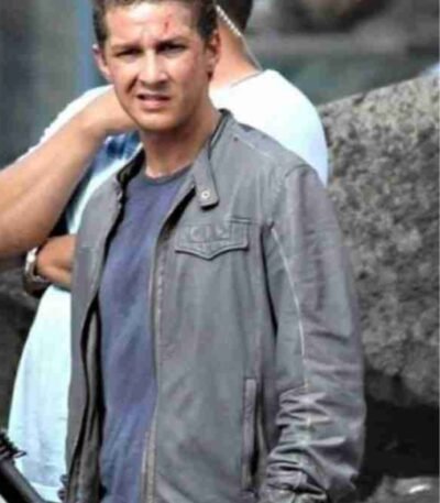 Shia Labeouf Transformers 3 Grey Leather Jacket