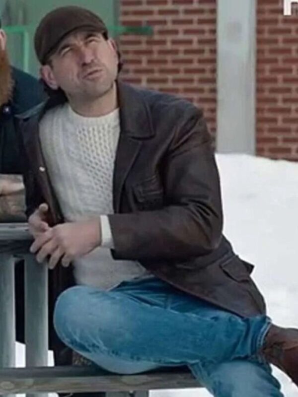 Shoresy Ted Hitchcock Brown Leather Coat