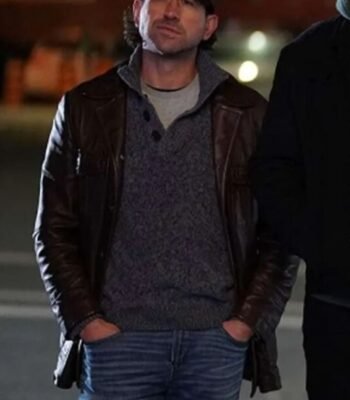 Shoresy Ted Hitchcock Brown Leather Coat