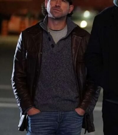 Shoresy Ted Hitchcock Brown Leather Coat