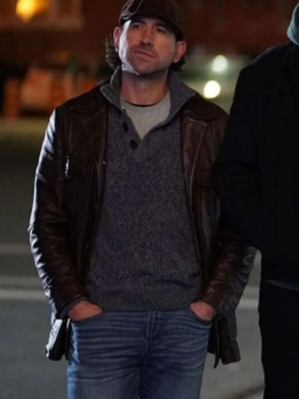 Shoresy Ted Hitchcock Brown Leather Coat