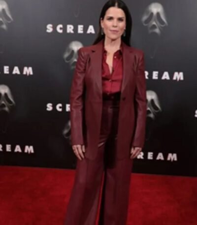 Sidney Prescott Scream Maroon Leather Coat