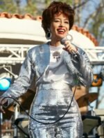 Singer Selena Quintanilla Christian Serratos Silver Jacket