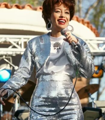Singer Selena Quintanilla Christian Serratos Silver Jacket