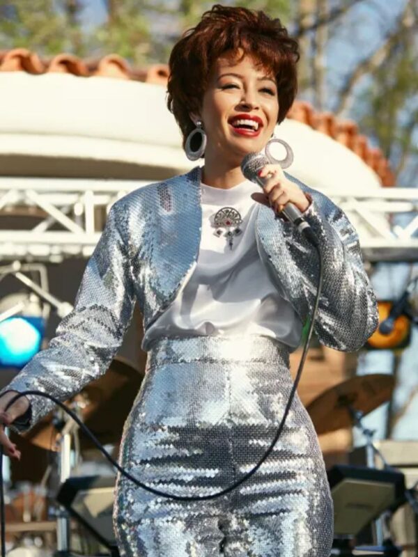 Singer Selena Quintanilla Christian Serratos Silver Jacket