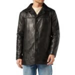 Slim Fit Genuine Leather Black Coat