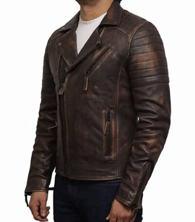 Slim Fit Mens Brown Motorcycle Jacket
