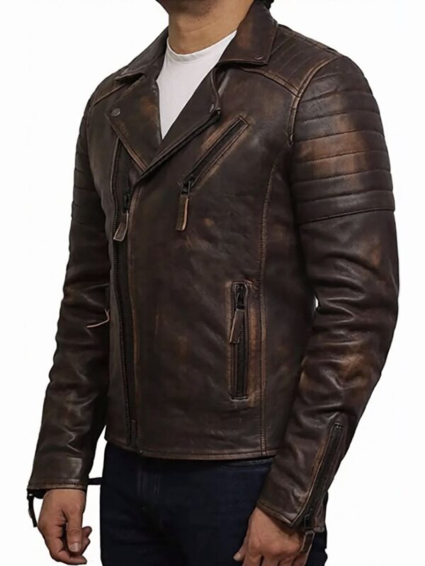 Slim Fit Mens Brown Motorcycle Jacket