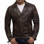 Slim Fit Mens Brown Motorcycle Jacket