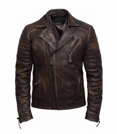 Slim Fit Mens Brown Motorcycle Jacket