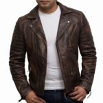Slim Fit Mens Brown Motorcycle Jacket