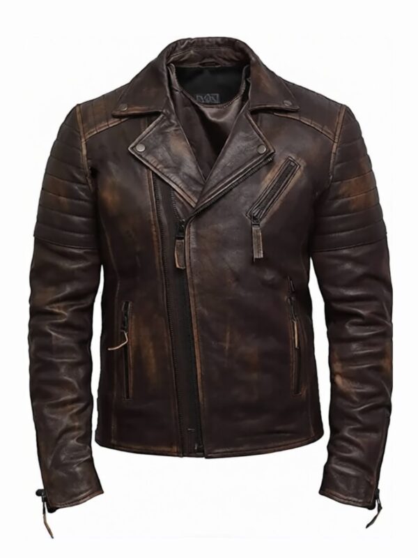 Slim Fit Mens Brown Motorcycle Jacket