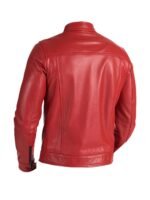 Slim Fit Red Biker Leather Jacket - Image 2