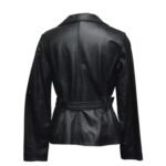 Soft Belted Women Jacket Black Leather