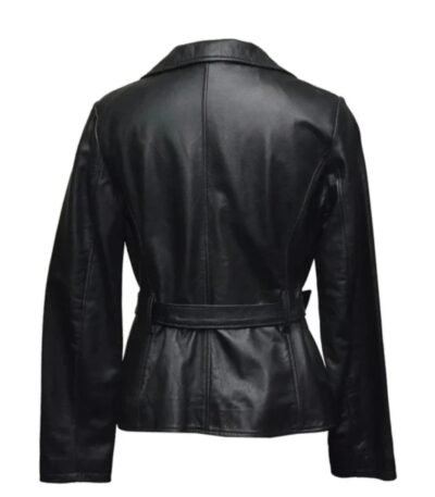 Soft Belted Women Jacket Black Leather