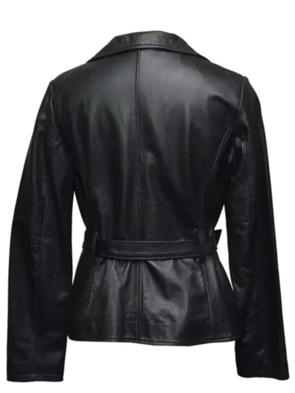 Soft Belted Women Jacket Black Leather