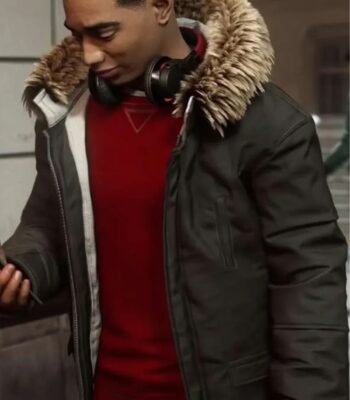Spider Man Miles Morales Fur Hooded Parka Jacket