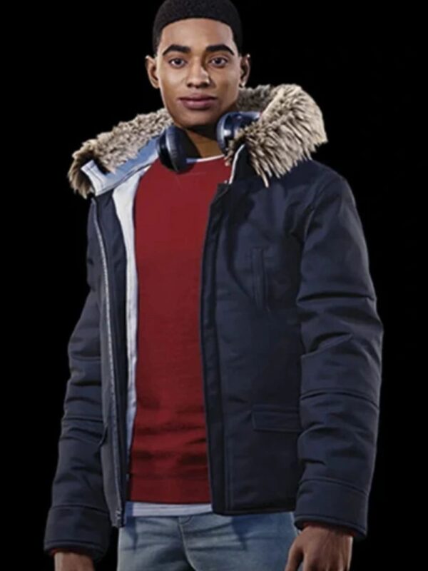 Spider Man Miles Morales Fur Hooded Parka Jacket