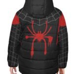 Spider Man Miles Morales Kids Black and Red Puffer Jacket