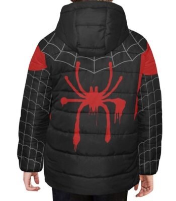 Spider Man Miles Morales Kids Black and Red Puffer Jacket