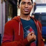 Spider Man Miles Morales PS4 Red Fleece Drawstring Hoodie