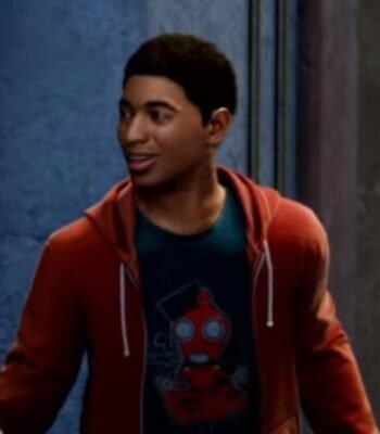 Spider Man Miles Morales PS4 Red Fleece Drawstring Hoodie