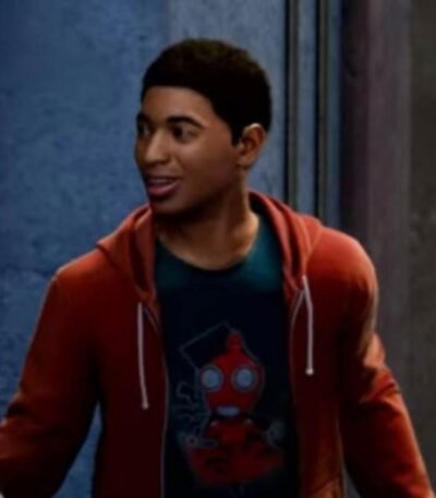 Spider Man Miles Morales PS4 Red Fleece Drawstring Hoodie