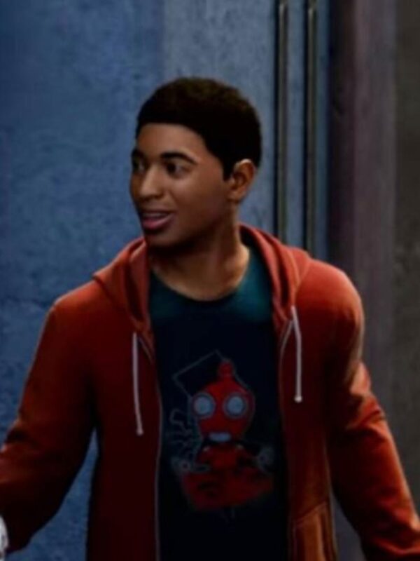 Spider Man Miles Morales PS4 Red Fleece Drawstring Hoodie