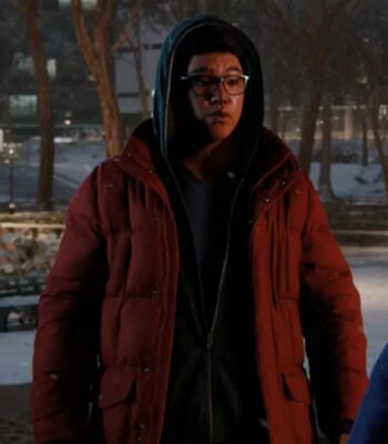 Spider Man Miles Morales Red Quilted Puffer Jacket