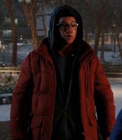 Spider Man Miles Morales Red Quilted Puffer Jacket