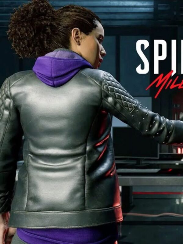 Spider Man Miles Morales Tinkerer Black Quilted Leather Jacket