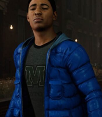 Spider Man PS4 Miles Morales Blue Puffer Jacket With Hood