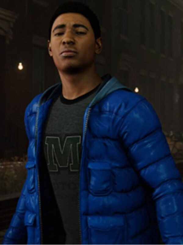 Spider Man PS4 Miles Morales Blue Puffer Jacket With Hood