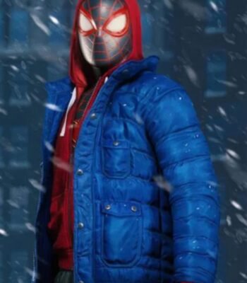 Spider Man PS4 Miles Morales Blue Puffer Jacket With Hood