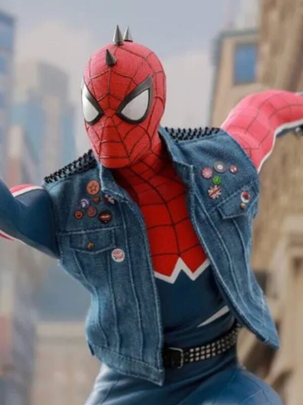 Spider Punk Spiderman Blue Denim Vest