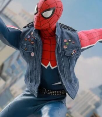 Spider Punk Spiderman Blue Denim Vest