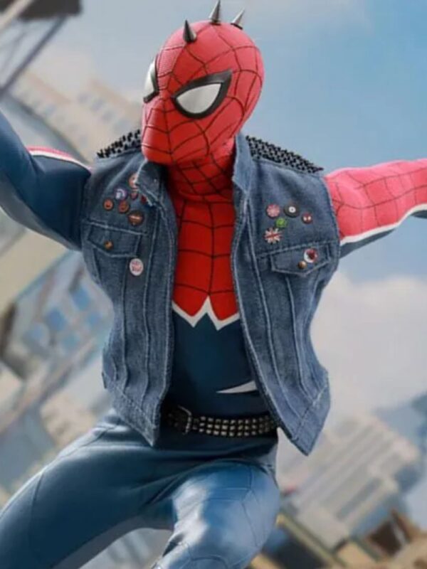 Spider Punk Spiderman Blue Denim Vest