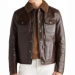Stacy Shearling Trimmed Textured Leather Jacket