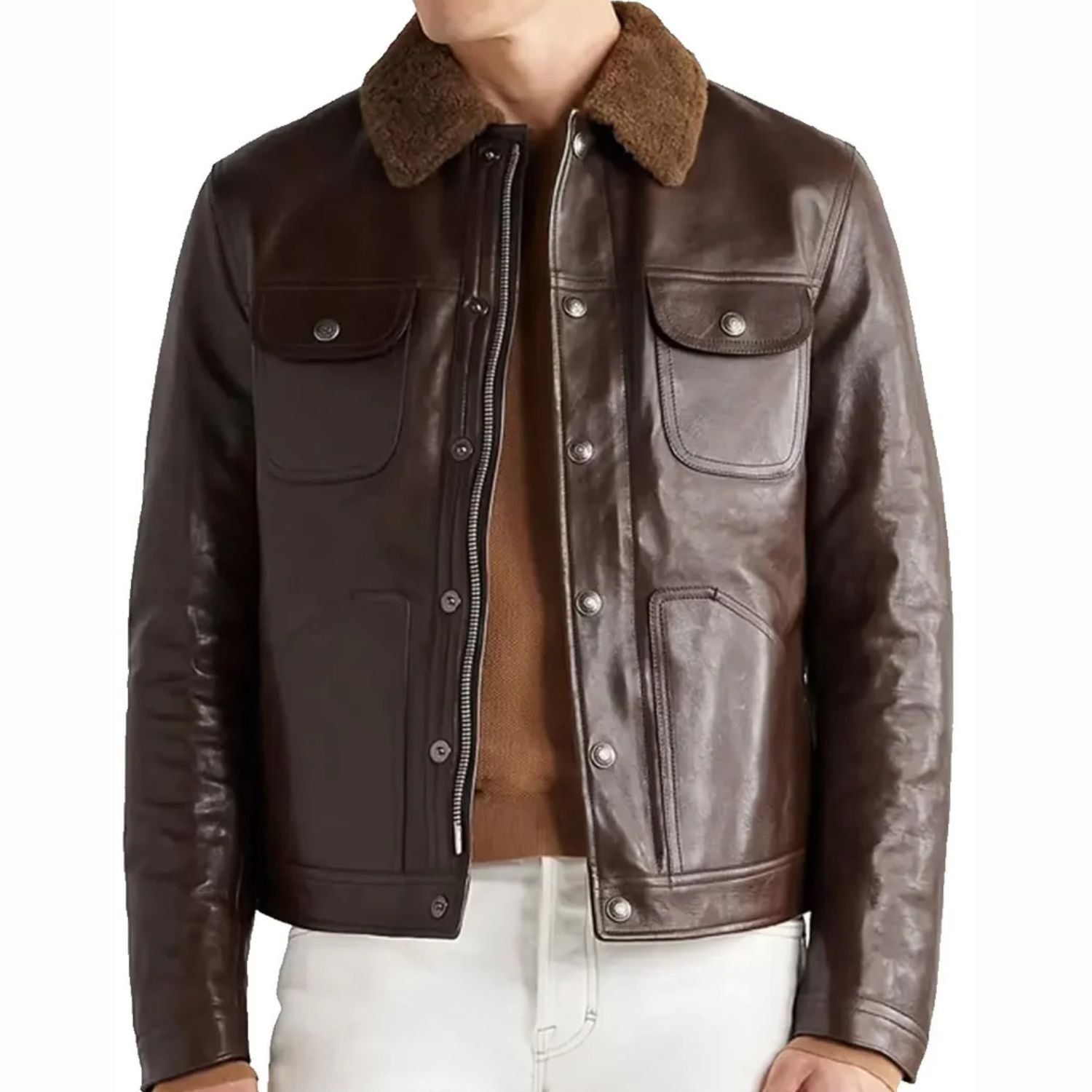Stacy Shearling Trimmed Textured Leather Jacket Stacy Shearling Trimmed Textured Leather Jacket