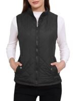Stand up Collar Lightweight Black Quilted Vest