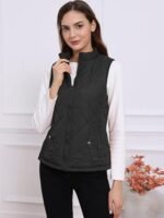 Stand up Collar Lightweight Black Quilted Vest