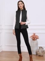 Stand up Collar Lightweight Black Quilted Vest